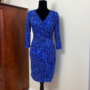 Ralph Lauren 6P cobalt blue print faux wrap dress - EUC